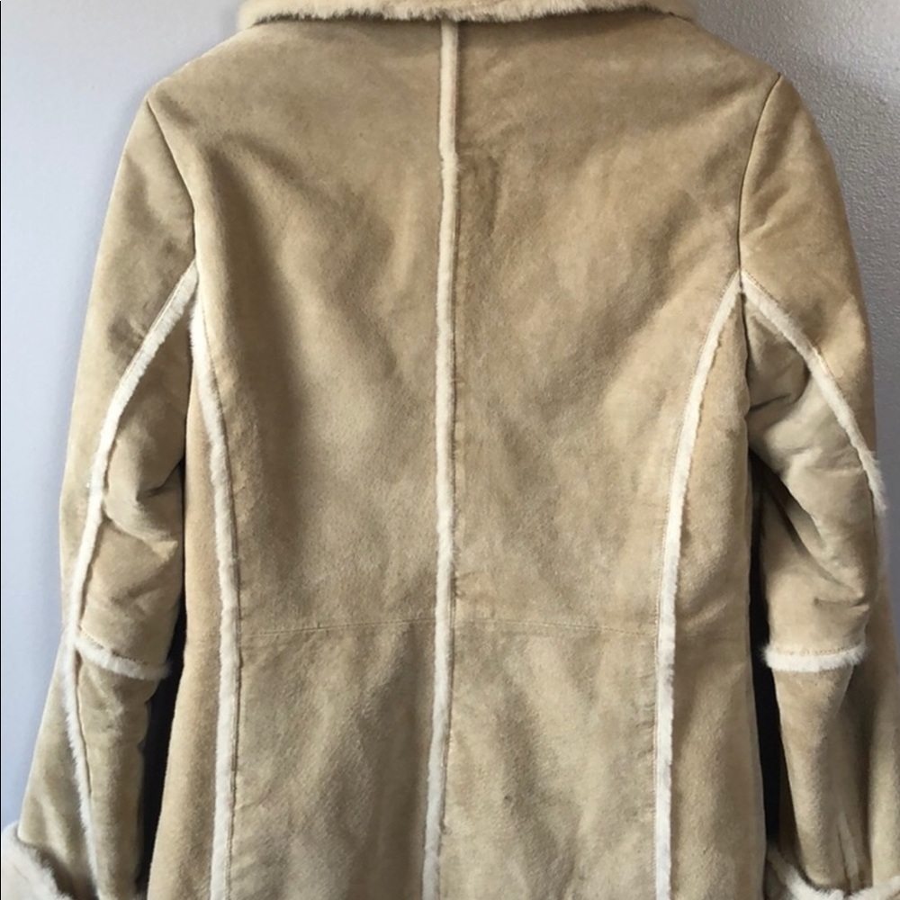 Covington Suede Leather Tan Cream Coat Size S 6-8 - Picture 2 of 4